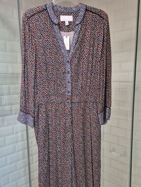 NWT Anthropologie Christene Button/zipper Long Sleeve  Print Jumpsuit Sz. 6